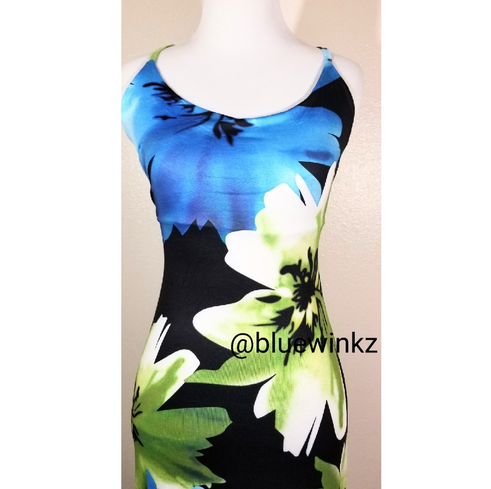 Green/Blue Floral Maxi Dress *** - Picture 4 of 5